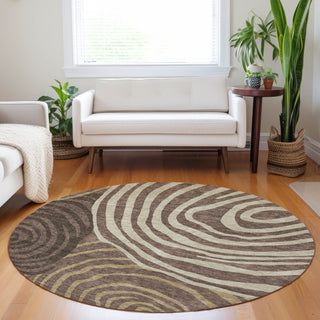 Piper Looms Mayfield Swirls AMF765 Fudge Machine Washable Area Rug Round Lifestyle Image Feature