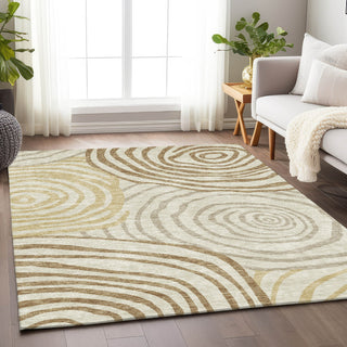 Piper Looms Mayfield Swirls AMF765 Gold Machine Washable Area Rug Lifestyle Image Feature