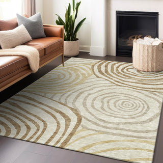 Piper Looms Mayfield Swirls AMF765 Gold Machine Washable Area Rug Lifestyle Image Feature