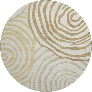 Piper Looms Mayfield Swirls AMF765 Gold Machine Washable Area Rug Round Main Image