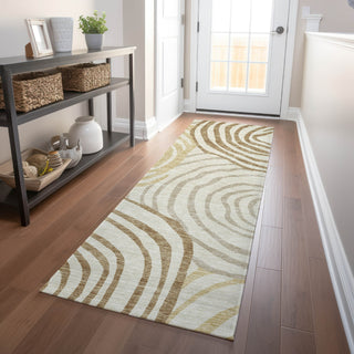 Piper Looms Mayfield Swirls AMF765 Gold Machine Washable Area Rug Runner Lifestyle Image Feature