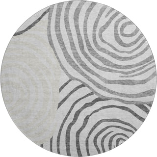 Piper Looms Mayfield Swirls AMF765 Gray Machine Washable Area Rug Round Main Image