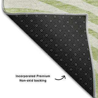 Piper Looms Mayfield Swirls AMF765 Green Machine Washable Area Rug Backing Image
