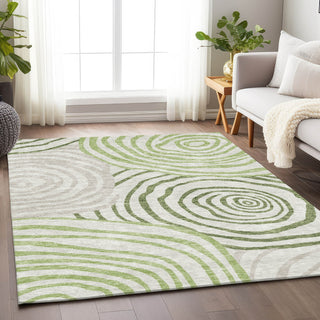 Piper Looms Mayfield Swirls AMF765 Green Machine Washable Area Rug Lifestyle Image Feature