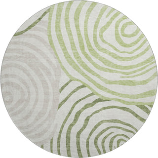 Piper Looms Mayfield Swirls AMF765 Green Machine Washable Area Rug Round Main Image