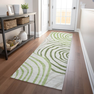 Piper Looms Mayfield Swirls AMF765 Green Machine Washable Area Rug Runner Lifestyle Image Feature