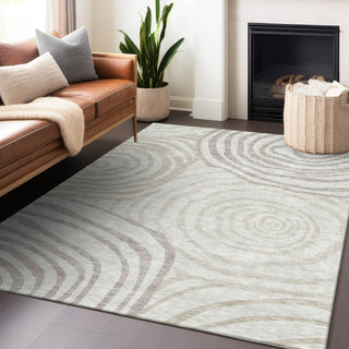 Piper Looms Mayfield Swirls AMF765 Ivory Machine Washable Area Rug Lifestyle Image Feature