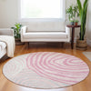 Piper Looms Mayfield Swirls AMF765 Pink Machine Washable Area Rug Round Lifestyle Image Feature