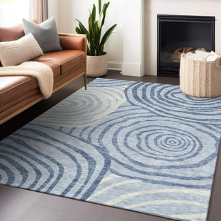 Piper Looms Mayfield Swirls AMF765 Sky Machine Washable Area Rug Lifestyle Image Feature