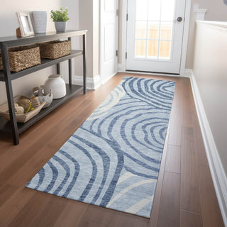 Piper Looms Mayfield Swirls AMF765 Sky Machine Washable Area Rug Runner Lifestyle Image Feature