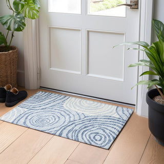 Piper Looms Mayfield Swirls AMF765 Sky Machine Washable Area Rug Scatter Lifestyle Image Feature