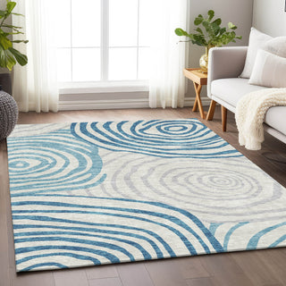 Piper Looms Mayfield Swirls AMF765 Teal Machine Washable Area Rug Lifestyle Image Feature