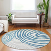 Piper Looms Mayfield Swirls AMF765 Teal Machine Washable Area Rug Round Lifestyle Image Feature