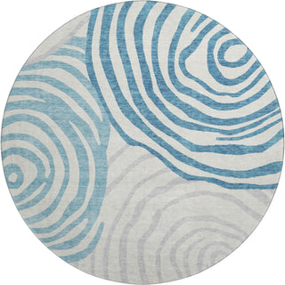 Piper Looms Mayfield Swirls AMF765 Teal Machine Washable Area Rug Round Main Image