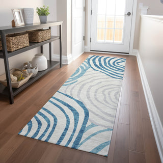 Piper Looms Mayfield Swirls AMF765 Teal Machine Washable Area Rug Runner Lifestyle Image Feature