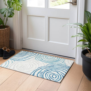 Piper Looms Mayfield Swirls AMF765 Teal Machine Washable Area Rug Scatter Lifestyle Image Feature