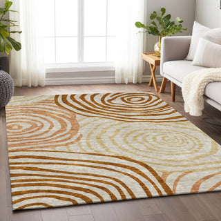 Piper Looms Mayfield Swirls AMF765 Terracotta Machine Washable Area Rug Lifestyle Image Feature
