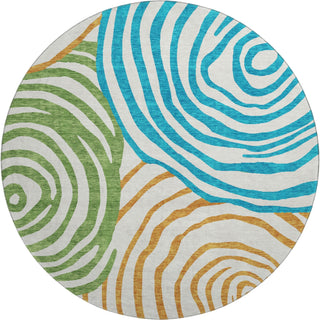 Piper Looms Mayfield Swirls AMF765 White Machine Washable Area Rug Round Main Image
