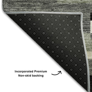Piper Looms Mayfield Stripes AMF766 Black Machine Washable Area Rug Backing Image