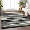 Piper Looms Mayfield Stripes AMF766 Black Machine Washable Area Rug Lifestyle Image Feature