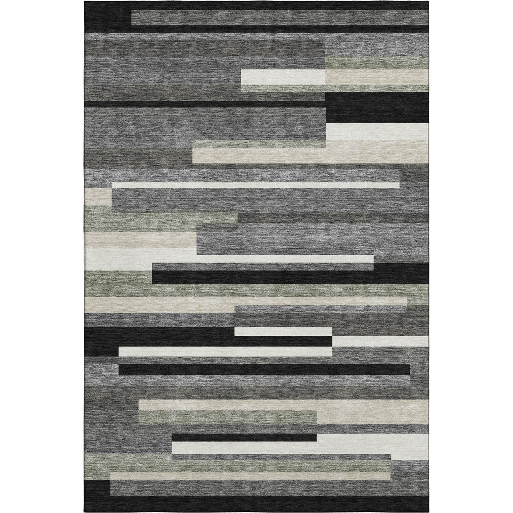 Piper Looms Mayfield Stripes AMF766 Black Machine Washable Area Rug main image