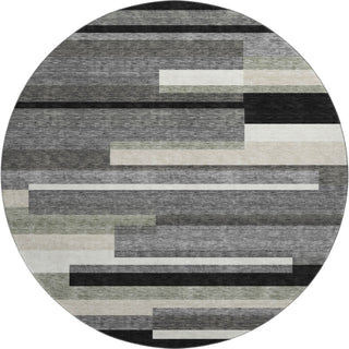 Piper Looms Mayfield Stripes AMF766 Black Machine Washable Area Rug Round Main Image