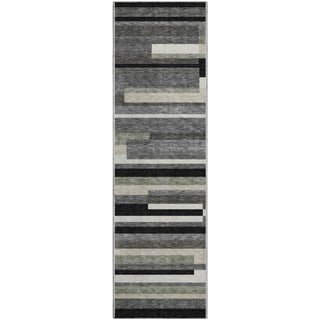 Piper Looms Mayfield Stripes AMF766 Black Machine Washable Area Rug Runner Main Image