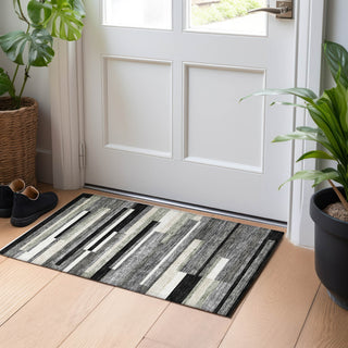 Piper Looms Mayfield Stripes AMF766 Black Machine Washable Area Rug Scatter Lifestyle Image Feature