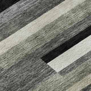 Piper Looms Mayfield Stripes AMF766 Black Machine Washable Area Rug Swatch Image