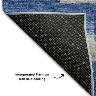 Piper Looms Mayfield Stripes AMF766 Blue Machine Washable Area Rug Backing Image