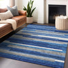 Piper Looms Mayfield Stripes AMF766 Blue Machine Washable Area Rug Lifestyle Image Feature