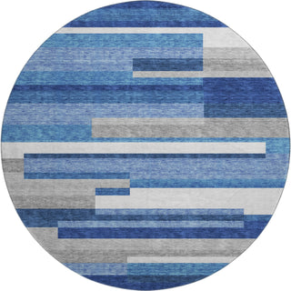 Piper Looms Mayfield Stripes AMF766 Blue Machine Washable Area Rug Round Main Image