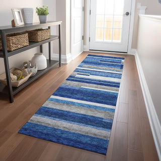 Piper Looms Mayfield Stripes AMF766 Blue Machine Washable Area Rug Runner Lifestyle Image Feature