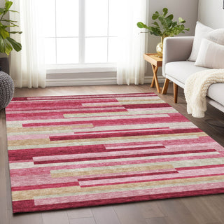 Piper Looms Mayfield Stripes AMF766 Blush Machine Washable Area Rug Lifestyle Image Feature