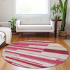 Piper Looms Mayfield Stripes AMF766 Blush Machine Washable Area Rug Round Lifestyle Image Feature