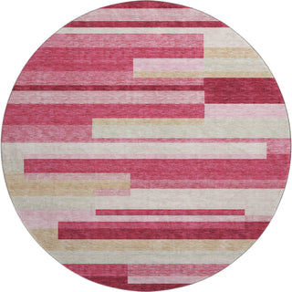 Piper Looms Mayfield Stripes AMF766 Blush Machine Washable Area Rug Round Main Image