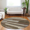 Piper Looms Mayfield Stripes AMF766 Brown Machine Washable Area Rug Round Lifestyle Image Feature