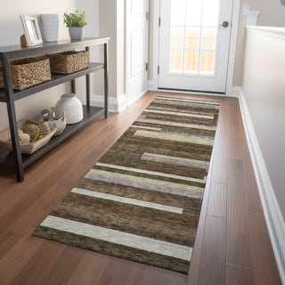 Piper Looms Mayfield Stripes AMF766 Brown Machine Washable Area Rug Runner Lifestyle Image Feature