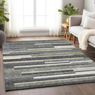 Piper Looms Mayfield Stripes AMF766 Charcoal Machine Washable Area Rug Lifestyle Image Feature