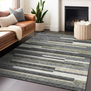 Piper Looms Mayfield Stripes AMF766 Charcoal Machine Washable Area Rug Lifestyle Image Feature