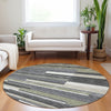 Piper Looms Mayfield Stripes AMF766 Charcoal Machine Washable Area Rug Round Lifestyle Image Feature
