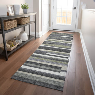 Piper Looms Mayfield Stripes AMF766 Charcoal Machine Washable Area Rug Runner Lifestyle Image Feature
