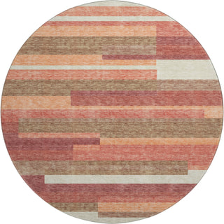 Piper Looms Mayfield Stripes AMF766 Coral Machine Washable Area Rug Round Main Image