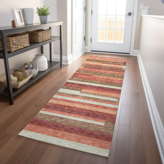 Piper Looms Mayfield Stripes AMF766 Coral Machine Washable Area Rug Runner Lifestyle Image Feature