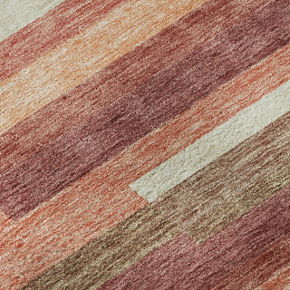 Piper Looms Mayfield Stripes AMF766 Coral Machine Washable Area Rug Swatch Image