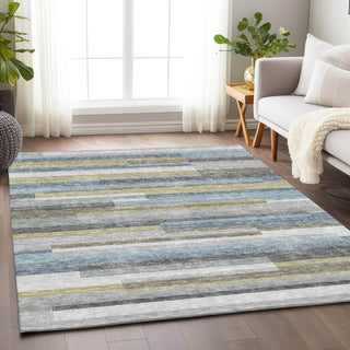 Piper Looms Mayfield Stripes AMF766 Gray Machine Washable Area Rug Lifestyle Image Feature