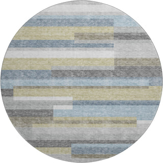 Piper Looms Mayfield Stripes AMF766 Gray Machine Washable Area Rug Round Main Image