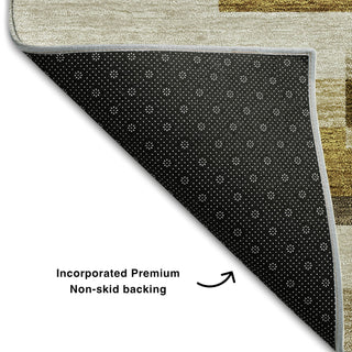 Piper Looms Mayfield Stripes AMF766 Khaki Machine Washable Area Rug Backing Image