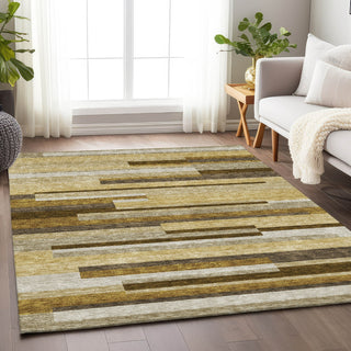 Piper Looms Mayfield Stripes AMF766 Khaki Machine Washable Area Rug Lifestyle Image Feature