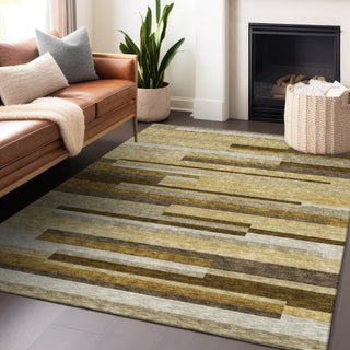 Piper Looms Mayfield Stripes AMF766 Khaki Machine Washable Area Rug Lifestyle Image Feature